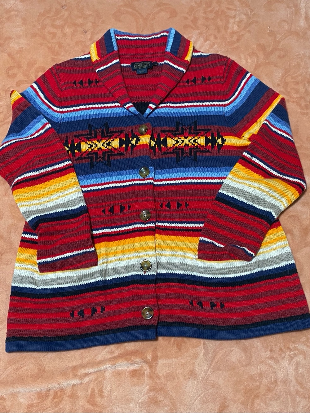 Gorgeous Pendleton Southwestern Aztec Serape Shawl Cardigan Sz L